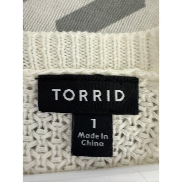 Torrid Ivory Open Knit Cardigan Sweater Women’s Size 1 XL - Picture 4 of 7